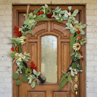 Autumn Garland with Pumpkins Vivid Fall Garland Colorful Artificial Maple Foliage & Branch for Doorway