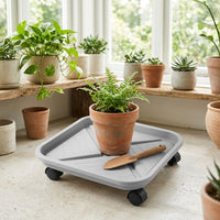 Rolling Plant Stand with Water Reservoir, Round Heavy Duty Plant Tray and Garden Plant Stand, Versatile Tray/Stand for Indoor Outdoor Pot Moving