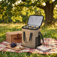 Gift Bag for 6 Bottles with Shoulder Strap, Insulated Oxford Cloth Tote Bag for Travel Picnic, Waterproof Thermal Bag, Handheld Ice Bag Travel