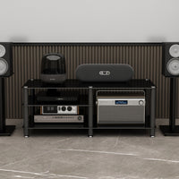 High Temperature Resistant Amplifier Stand Shelf Heavy Duty Stereo Equipment Cabinet Easy to Clean Multi-Tier Audio Rack Modern Design for Home Theater Enthusiasts, Audiophiles, KTV, Living Room