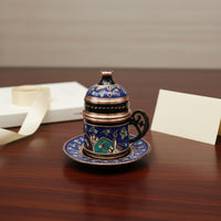 Carved Carving Turkish Coffee Cup Set Luxurious Design Turkish Coffee Set Exquisite Craftsmanship Serveware for Entertaining Guests
