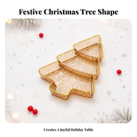 2 Pieces Sturdy Christmas Tree-Shaped Fruit Tray Tiered Fruit Tray Festive Design for Holiday Table