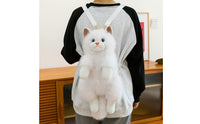 Cat Backpack Soft Stuffed Animal Backpack Adorable Feline Tote for Girls, Kids, Photo Shoots
