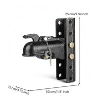 Heavy-Duty Adjustable Hitch Coupler with Safety Chain Reliable Adjustable Trailer Coupler Latch Long-Lasting Hardware Secure for Towing