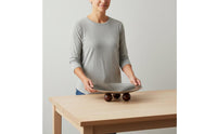 Metal Plate with Wood Spherical Feet Wooden Sphere Base Round Decorative Tray Artistic Centerpiece Cake and Snack Serving Dish for Kitchen Counter