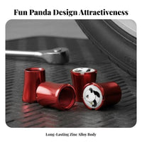 4 Pieces Panda Car Tire Cap Zinc Alloy Construction Panda Tire Valve Toppers Colorful Finish Wheel Air Valve Cover for Men, Women, Gifting