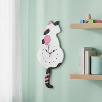 Silent Movement Wagging Tail Cat Clock Non-Ticking Wagging Tail Pendulum Clock Creative Design Modern Design for Children, Living Room, Bedroom