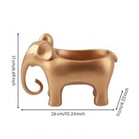 Elephant Storage Container Shiny Elephant Figurine with Storage Sculptural Catchall Tray for Desk