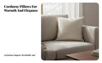 Corduroy Pillow Cover Invisible Zipper Square Throw Pillow Case Sturdy Material Solid Color Decorative Pillowcase for Renters, Adults, Sofa, Couch