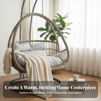 Freestanding ovoid Basket Chair Gentle Rocking Motion Freestanding Basket Chair Indoor & Outdoor Use Leisure Seating for Teens, Balcony, Garden, Bedroom