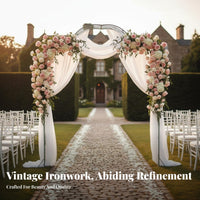 Distressed Finish Wedding Arch Freestanding Design Metal Garden Arch Weatherproof Wrought Iron Archway Heavy-Duty for Gardeners, DIY Enthusiasts, Homeowners, Backyard, Patio, Pathway, Party Venue