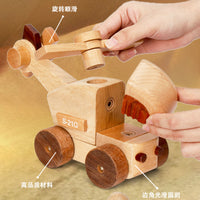 Beech Wood Magnetic Building Blocks Set for Kids - Engineering Vehicles and Airplanes