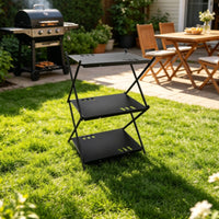 Three Tier Folding Storage Rack Easy to Set up Portable Storage Shelf Sturdy Foldable Shelving Unit
