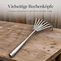 Stainless Steel Hand Rake for Gardening and Clam Digging, 3-7 Tine Options, Optional Handle