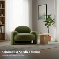 Nordic Design Upholstered Single Sofa Modern Minimalist Accent Chair Comfortable Backrest Seating Furniture Plush Upholstery for Business Owners, Interior Designers, Living Room, spa and salon, Reception Area, Home Office