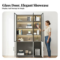 Glass Door Beverage Cabinet Dust-Resistant Glass Door Display Cabinet Elegant Design Modern China Hutch for Collectors, Homeowners, Home Bar, Study