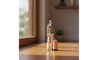 Voyager Figurine Resin Miniature with Suitcase Realistic Diorama Figure for Hobbyists, Collectors