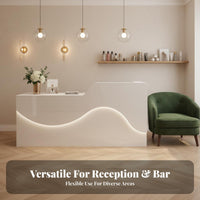 1 Cashier Desk Minimalist Modern Reception Counter Wide Desktop Checkout Table Engineered Wood Structure with High-gloss Finish Suitable for Retail Employees Business Owners Company Entrance