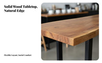 Solid Wood Bar Table Space-Saving Rustic Edge High Firm Table Structure Unfinished Edge Pub Desk for Restaurant Owners, Balcony, Cafe, Dining Area
