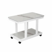 With Wheels 2-Tier Rolling Table Space-Saving Side Table Multifunctional Mobile Storage Minimalist Design for Apartment Dwellers, Office Workers, Bedroom, Living Room, Small Areas, Bathroom