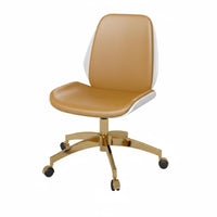 Height Adjustable Armless Upholstered Caster Chair gilded Base Office Furniture 360-Degree rotate Luxury & aesthetic for Students, Women, Study Room, Bedroom