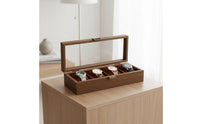 Watch Display Case with Glass Lid Padded Watch Box with Glass Lid Hinged Jewelry Display Box for Dresser
