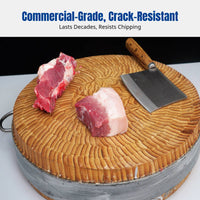 Commercial Bamboo Butcher Block, Thick Round Chopping Board, Double-Sided for Kitchen, Home, Restaurant