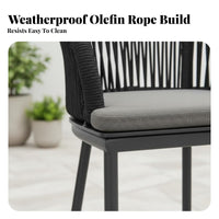With supportrest Woven Highspine Stool Breathable Weave Highspine Bar Chair Minimalist Design Outdoor Furnishing UV Resistant for Homeowners, Business Owners, Entertainers, Cafe, supportyard, Garden, Balcony