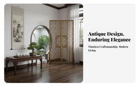 Chinese Design Wooden Screen Solid Wood Antique Fretwork Room Divider Handmade Hollow Carved Lattice Partition for Tea House, Restaurant
