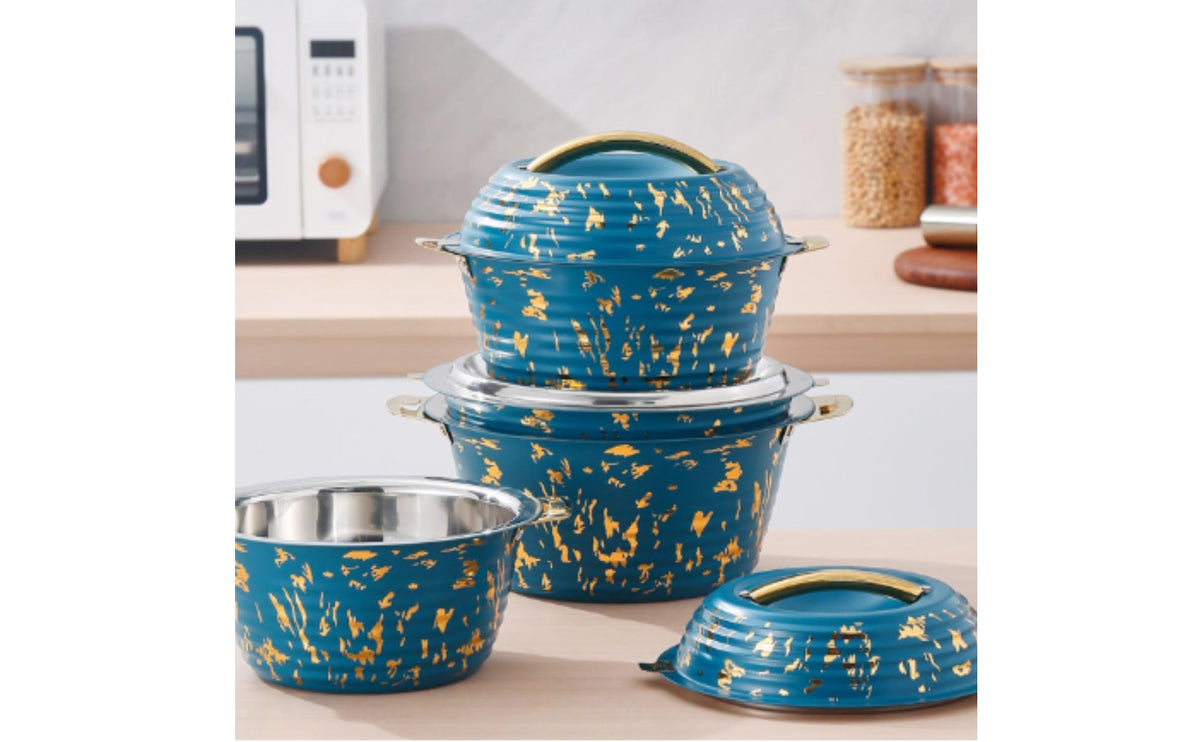 3 Pieces Insulated Pot Set with Lids | Anti-Scalding, Double Wall Thermal Servers, for Dining Table