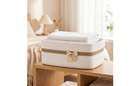 Rope Basket with Handle Sturdy Rope Basket for Shelf, Dresser