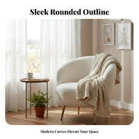 Light Luxury aesthetic Upholstered Barrel Chair Plush Upholstery Living Room Furniture space-saving Footprint Indoor Seating Wrap-Around Backrest for Hospitality Managers, Interior Designers, Bedroom, Lounge Area, Apartment, Nursery