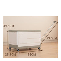 Storage Bin with Pull Rod Foldable Storage Box with Wheels Rolling Book Cart Portable Rolling Tote Mobile for Students