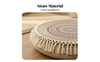 Natural Material Japanese Tatami Cushion Breathable Woven Tatami Cushion Tassel Fringe Design for Mindful Movement Practitioners, Adults