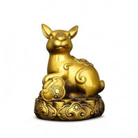 Astrological Rabbit Ornament Compact Sculpture Golden for Shelf, Office Desk