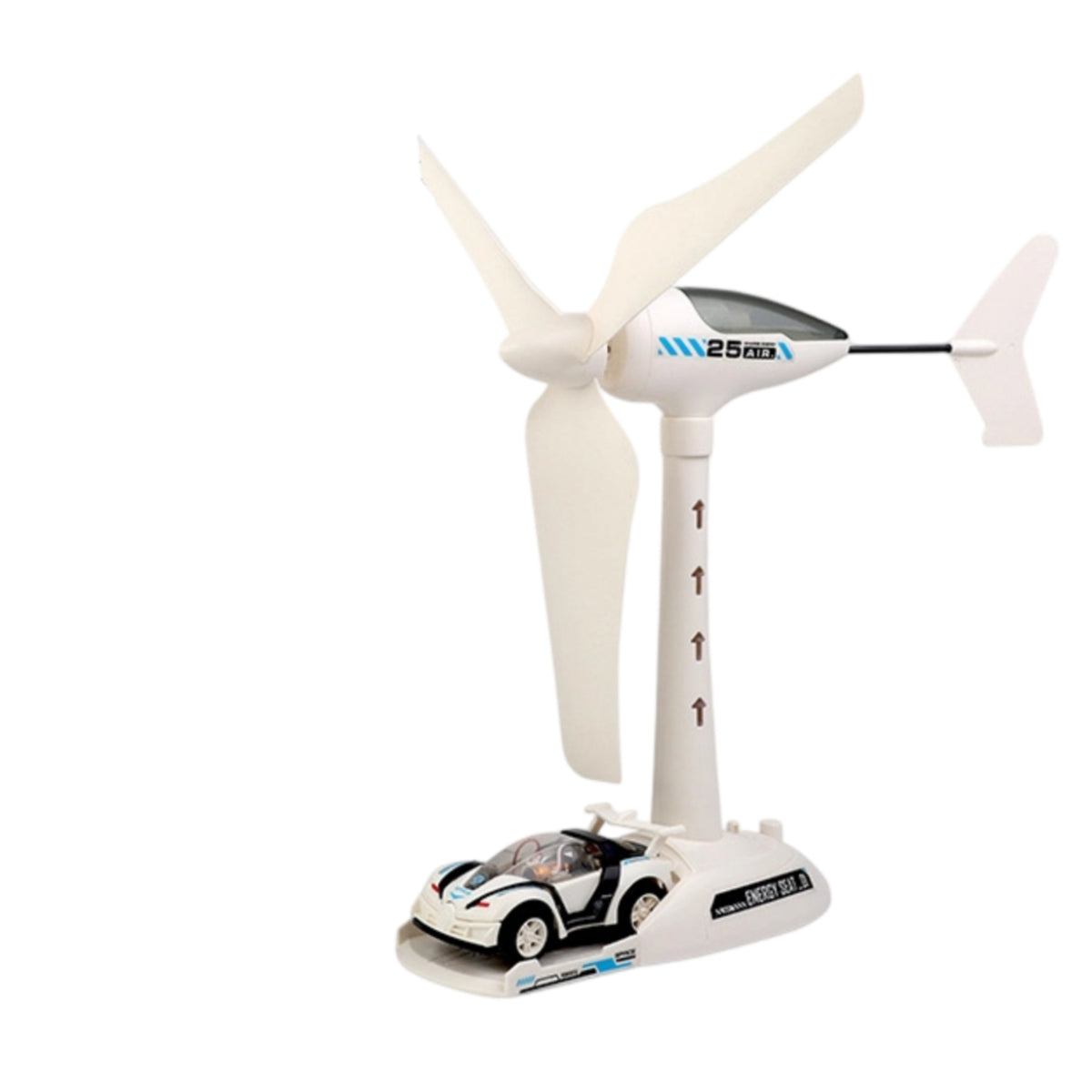 Three Blade Wind Power Car Kit Sporty Design Wind Turbine Toy Car Decorative Graphics