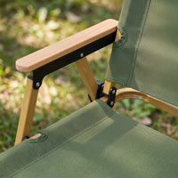 Portable Ultralight Aluminum Alloy Folding Camping Chair with Wooden Armrests