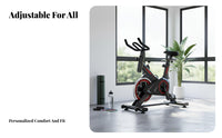 Silent Operation Indoor Cycling Bike Fully Adjustable Seat Stationary Cycling Bike Sturdy Steel Frame Cardio Machine LCD Digital Monitor for Family