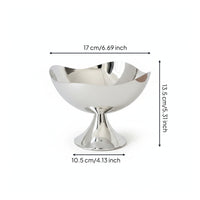 Mirrored Pedestal Tray Silver Finish Flower Rim Tray Footed Display Bowl Electroplated