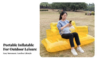 Lightweight Yellow PVC Air Lounger Fast Inflation Transparent Inflatable Loveseat Tear-Resistant Transparent Inflatable Sofa Long-Lasting for Couples, Campers, Families, Beach, Camping, Travel, Patio