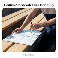 Double-Sided Futsal Strategy Board Includes Marker Pen Portable Soccer Board Lightweight for Training Sessions, Sideline, Game Day