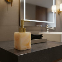 Marble Pattern Soap Dispenser Long-Lasting Marble Soap Dispenser Square Lotion Pump Bottle Easy to Clean for Hotel