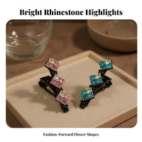 Duckbill Braid Fastener Secure Grip Crystal Duckbill Fastener Crystal St Single Barrette Easy to Use Shimmering Botanical