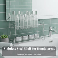 2-Tier Bathroom organizer Space Saving 2-Tier Wire Basket Shelf Sturdy Construction