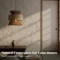 Natural Materials Japanese Design Chandelier Handwoven Bamboo Light Fixture Retro Design Woven Hanging Light Adjustable Height for Restaurant Owners, Interior Designers, Homeowners, Dining Room, Bedroom, Hallway, Kitchen Island