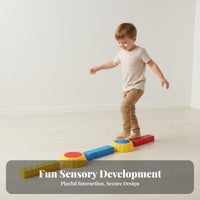 Tactile Surface Kids Balance Stepping Stones Thick and Sturdy Toddler Sensory Stepping Blocks Sturdy Sensory Stepping Stones Toy Colorful for Preschoolers, Toddlers, Parents, Kindergarten, Playroom, Indoor, Backyard