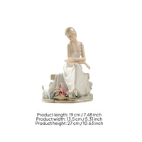 Sitting Woman and Dog Figurine Glossy Tabletop Ornament Decorative for TV Stand