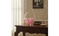 Handmade Pink Glass Basket Light Luxury Ruffled Rim Glass Bowl Elegant Tabletop Decor for Showroom