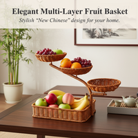 Multi-tier Fruit Basket with Decorative Stand for Living Room, Afternoon Tea, and Dried Fruit Display