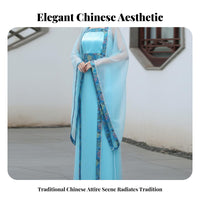 3 Pieces Folklore Ological Character Outfit Wide Sleeves Stage Performance Costume Ancient Chinese Fairy Costume Flowing Design